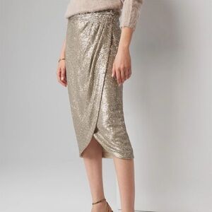 WHBM sequin faux wrap skirt size 4